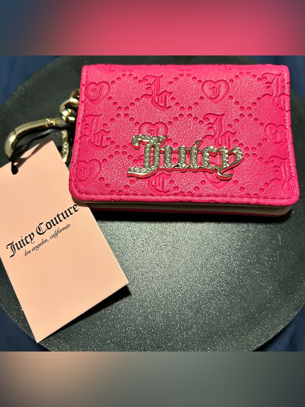 JUICY COUTURE PINK FLASH JUICY FOREVER CARD CASE/KEY FOB/NWT!